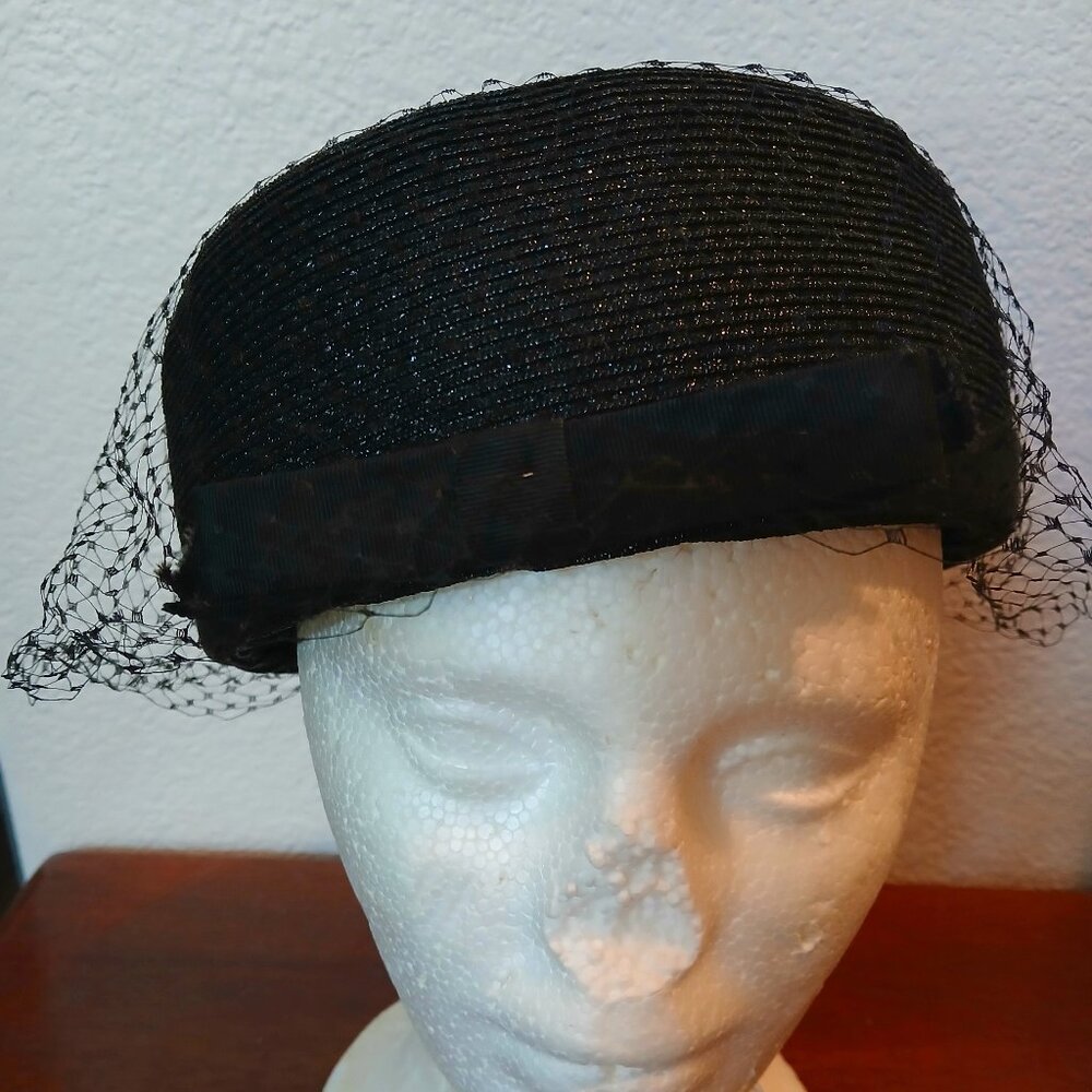 Valerie Modes Black Pillbox Hat from the 1960s